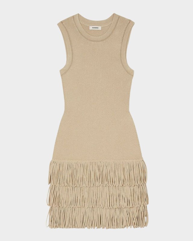 Ida Loop-Trim Metallic Knit Dress